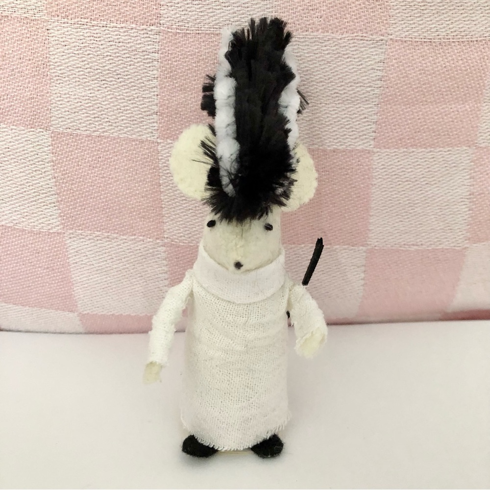 Bride of Frankenstein felt mouse hand-sewn art doll cake topper Summerween - Picture 6 of 6